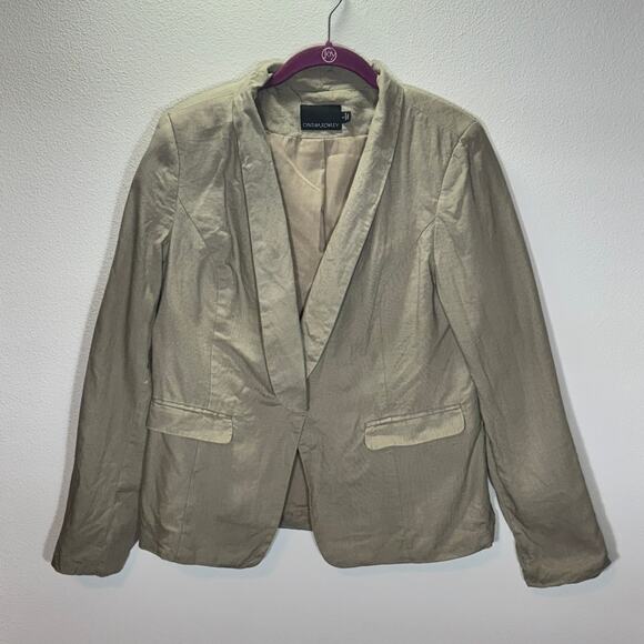 Cynthia Rowley Jackets & Blazers - Cynthia Rowley Beige Linen Blazer Women’s Size L Lightweight Work Jacket